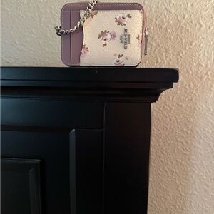Coach Purple and Cream Floral Card Holder